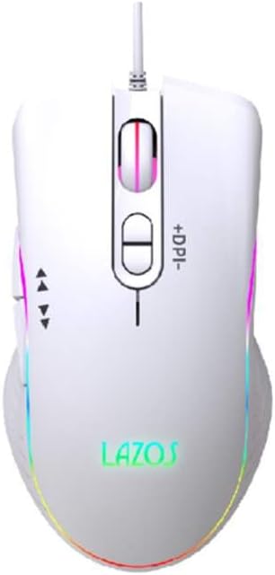 LAZOS L-MSG7-W RGB Gaming Mouse 7 Button White Mouse for PC PC Gaming