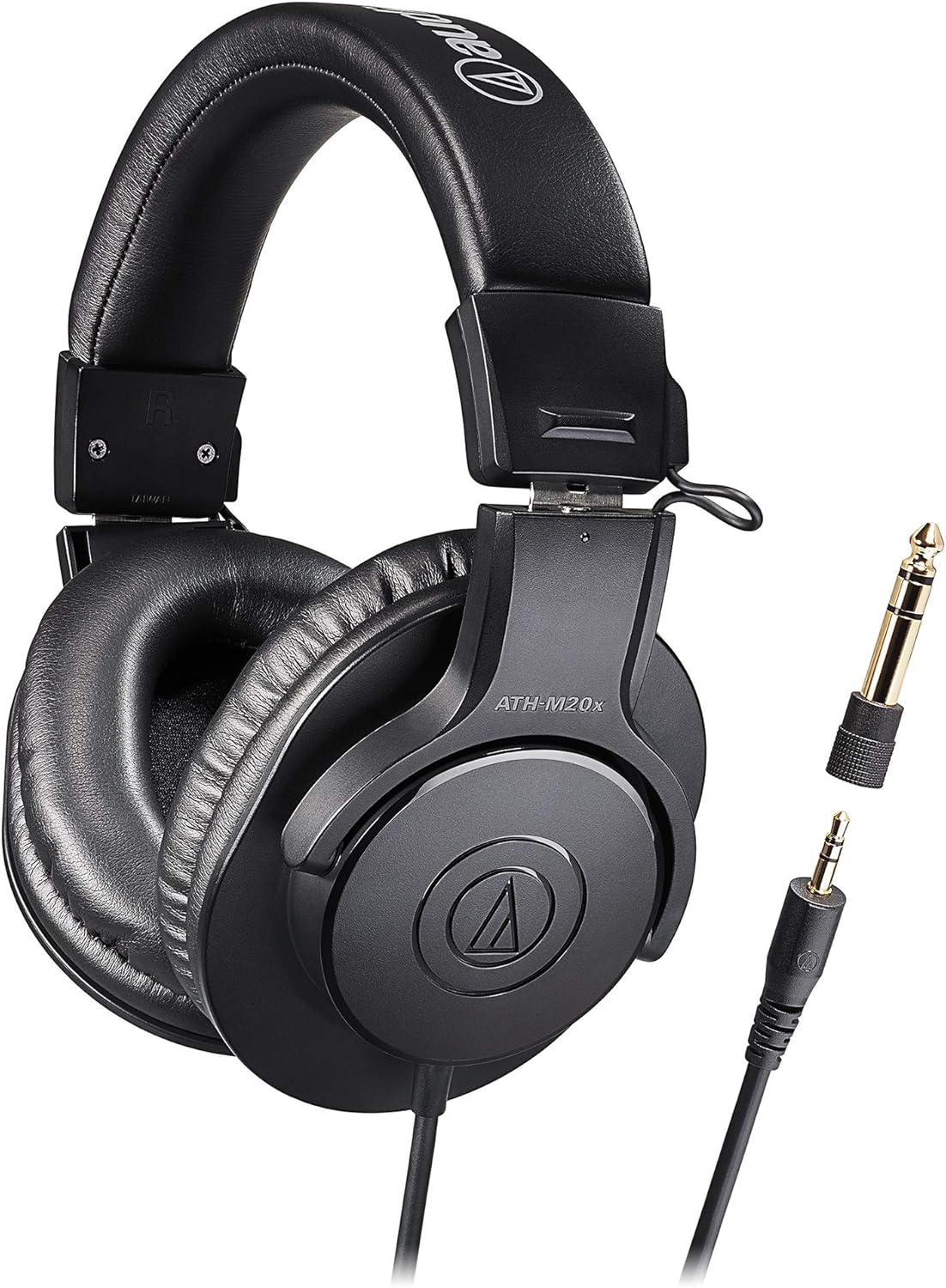 Audio-Technica ATH-M20x/1.6 Professional Monitor Headphones, Wired Headphones, Cable Length 5.6 ft (1.6 m), Recording, Musical Instrument Practice, Mixing, DJ, Gaming, Black